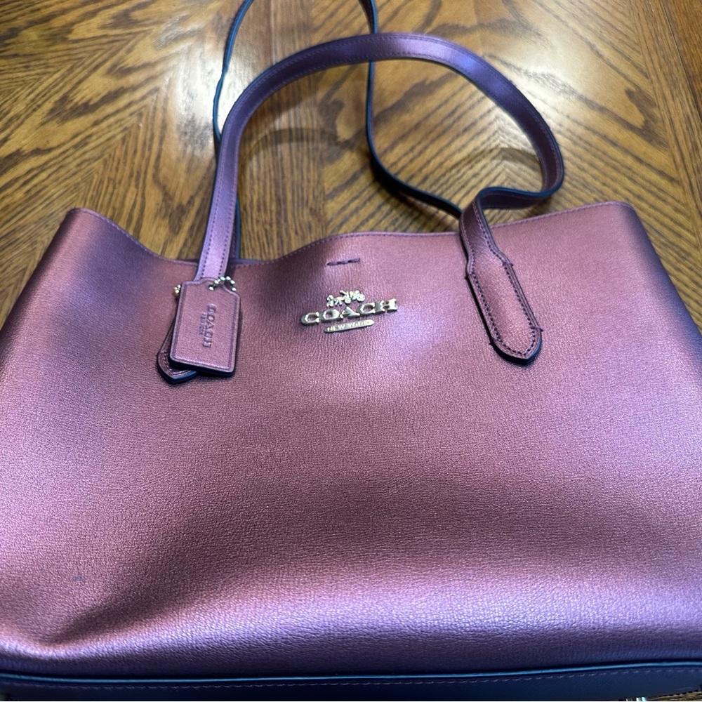 Coach Metallic Purple Tote Bag